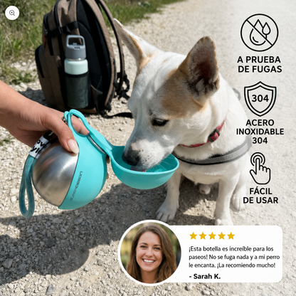 Botella de agua portátil para perros de acero inoxidable