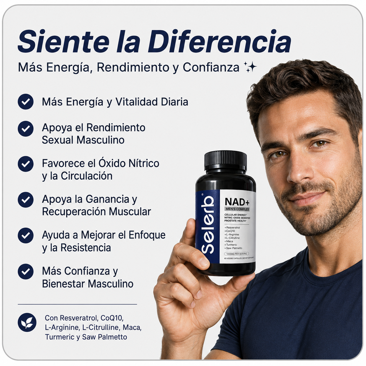 Selerb Power NAD+ | Vitalidad y Rendimiento Masculino