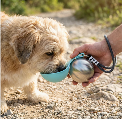 Botella de agua portátil para perros de acero inoxidable